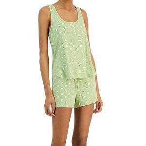 JENNI NWT Intimates Henley green printed Tank Top & Shorts sleep set size XS